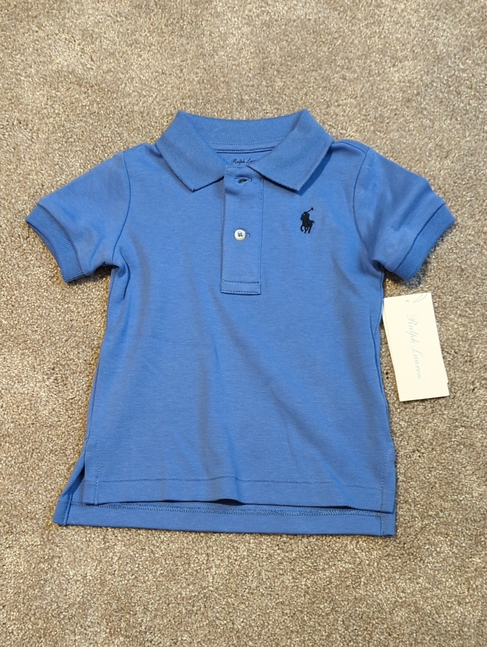 Ralph Lauren Boys Blue Polo with Navy Pony 9M